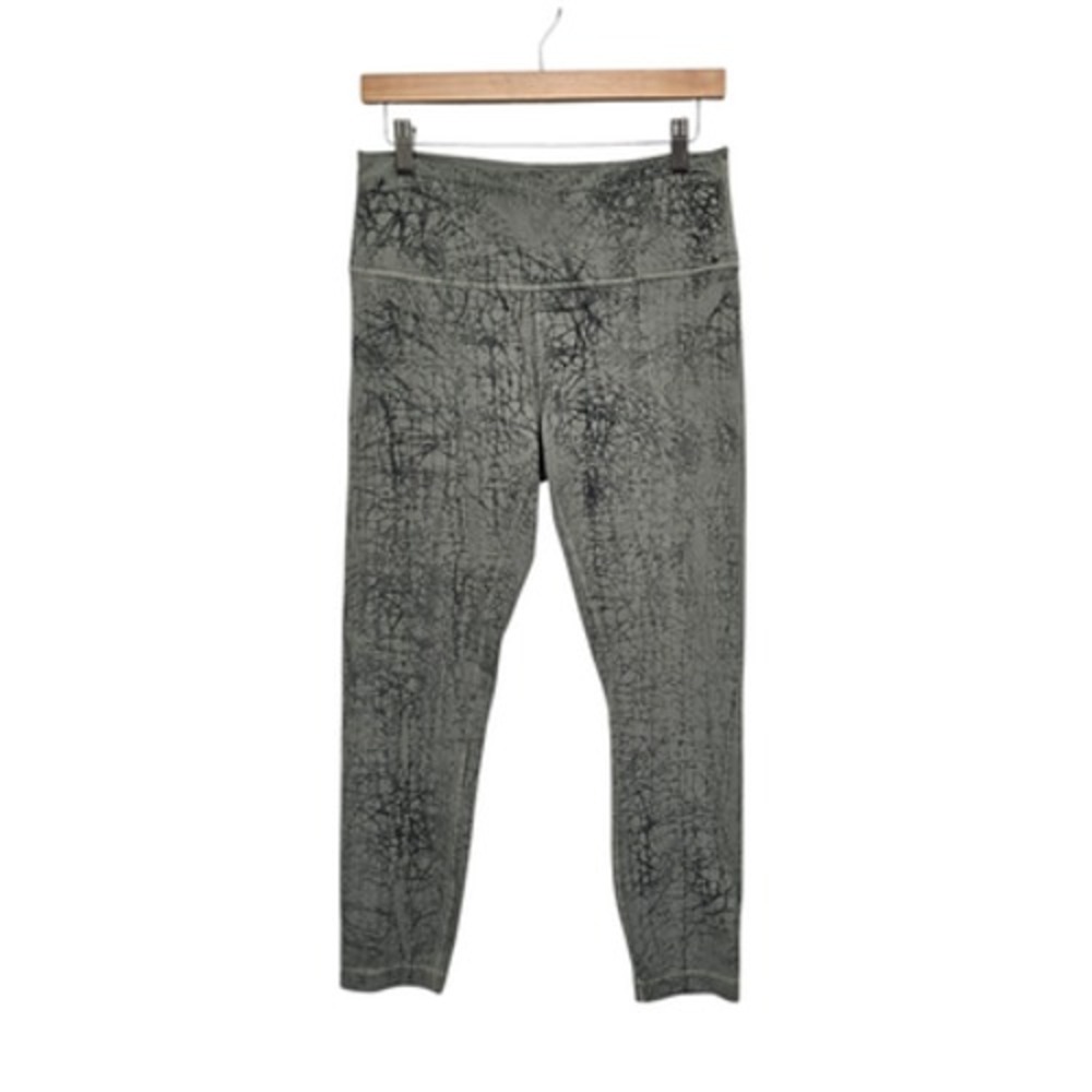 Lululemon Pants Womens‎ 10 Gray Black Crackle Print Leggings Yoga LW5DFAS